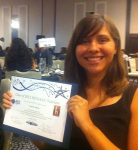 Lauren Mejia, a first-year biochemistry student who was awarded the HENAAC NAVSEA/SPAWAR scholarship.