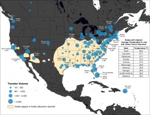 Infographic showing travelers going from to Chikungunya-infested areas of the Caribbean into the United States and Canada.